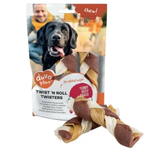 Duvo Twist’N Roll Twisters Beef 25cm–S–3Pcs / 12.5cm-L-2Pcs [Count – 2, Length – 12.5cm]